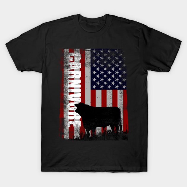 Carnivore American Flag July 4th T-Shirt by Uncle Chris Designs